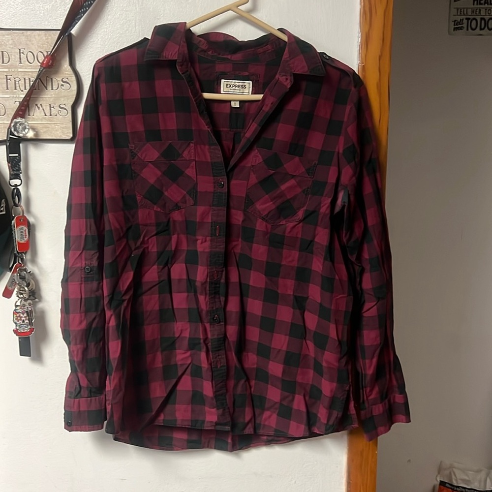 Medium express plaid button up